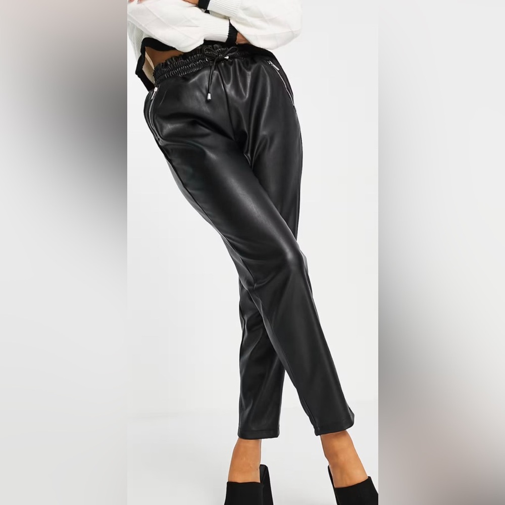 Lipsy London Faux Leather Jogger, Black, sz 10